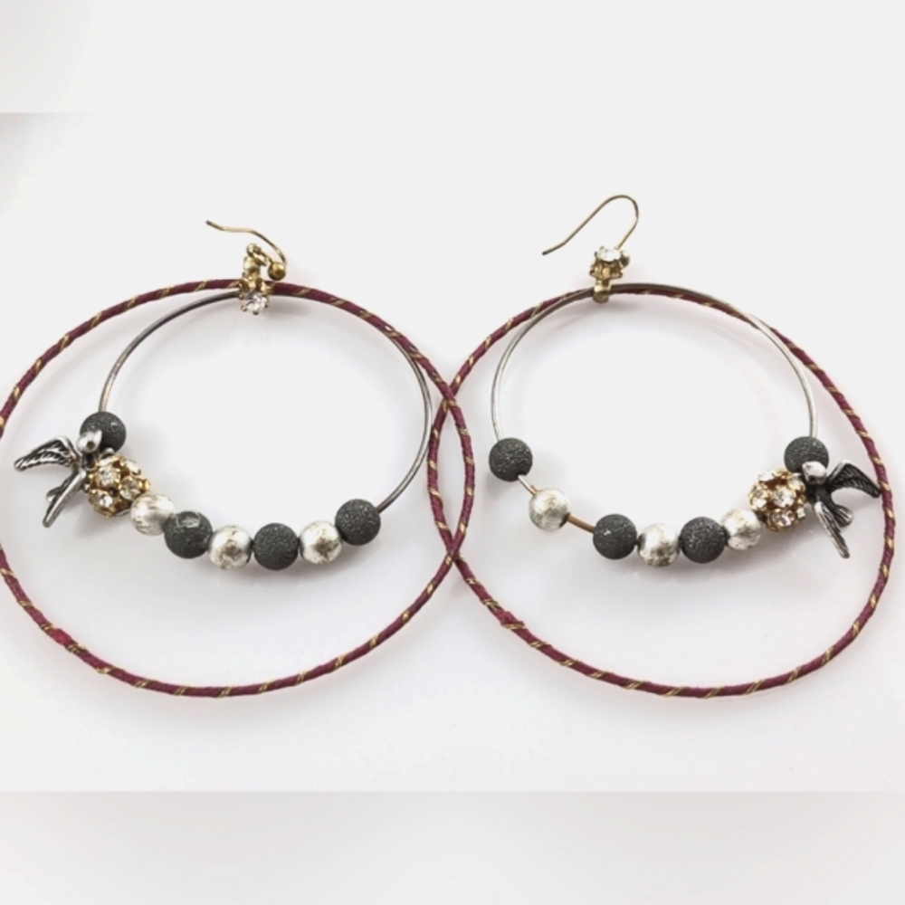 Birds & Beads Double Hoop Earrings
